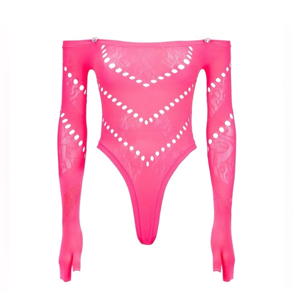 Poster Girl Pearl Bodysuit in Hot Pink - Picture 2 of 12